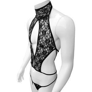 Men's Lace Hollow Halter Set