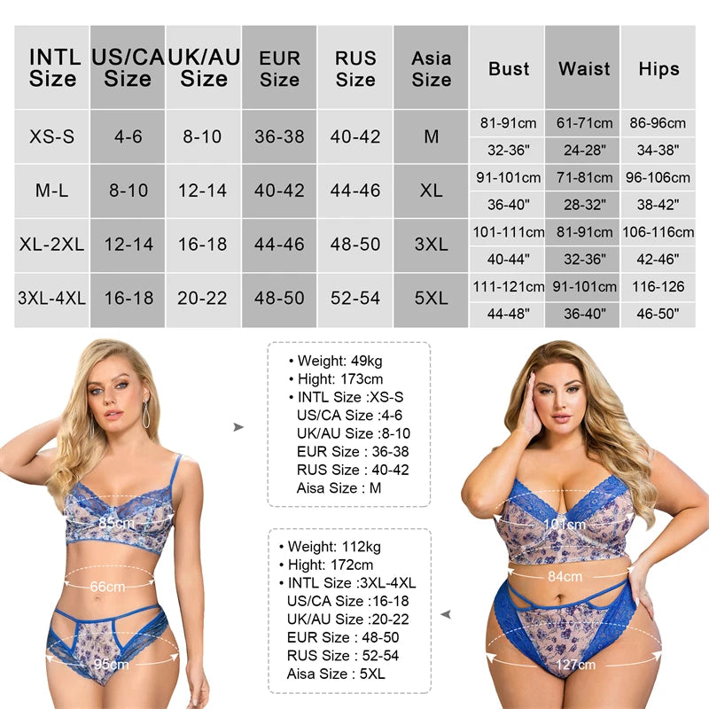 Plus Size Floral Lingerie Set