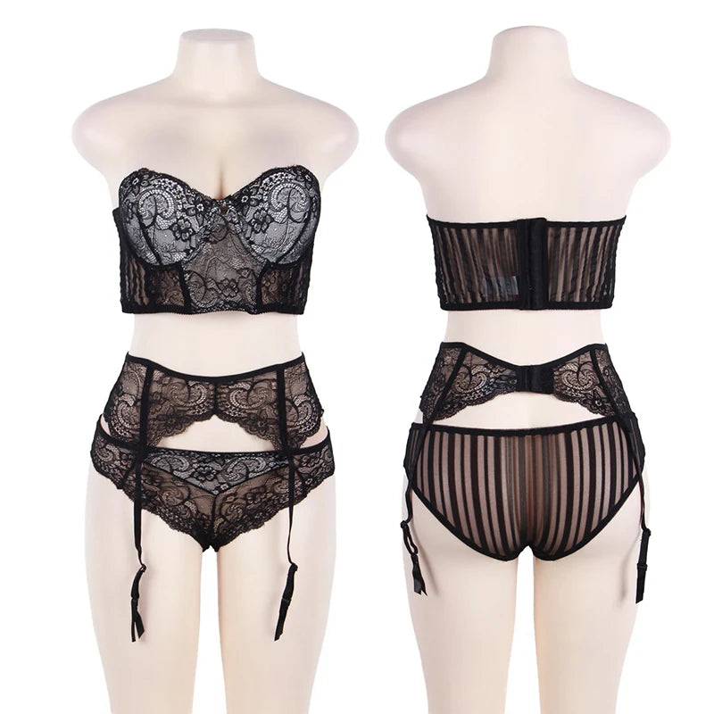 Plus Size Alluring 3-piece Garter Set