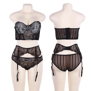 Plus Size Alluring 3-piece Garter Set