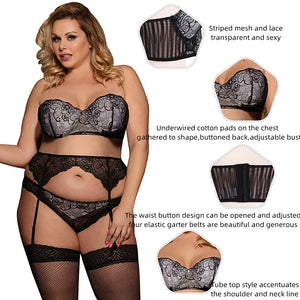 Plus Size Alluring 3-piece Garter Set