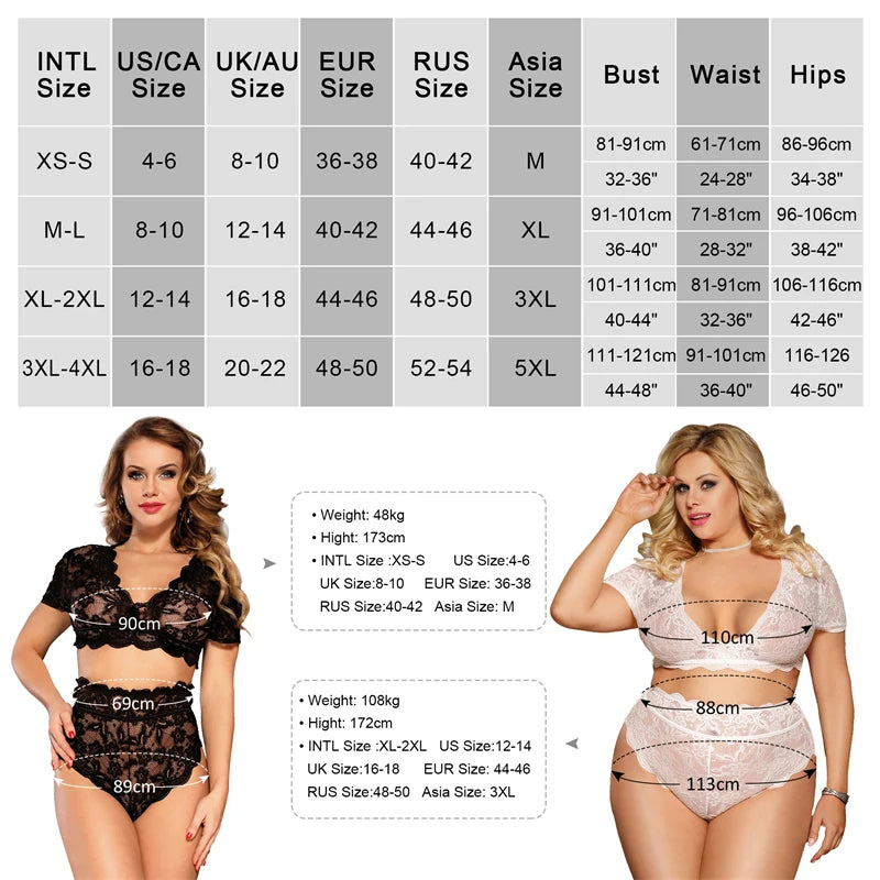 Plus Size Lae Deep V High Waist Panty Set