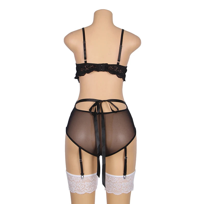 Plus Size Maid Lingerie Garter Set