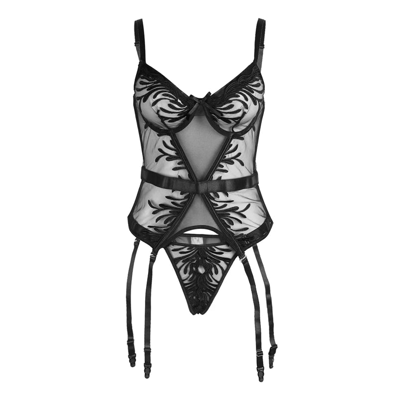 Plus Size Corset Lingerie With Garter Belt