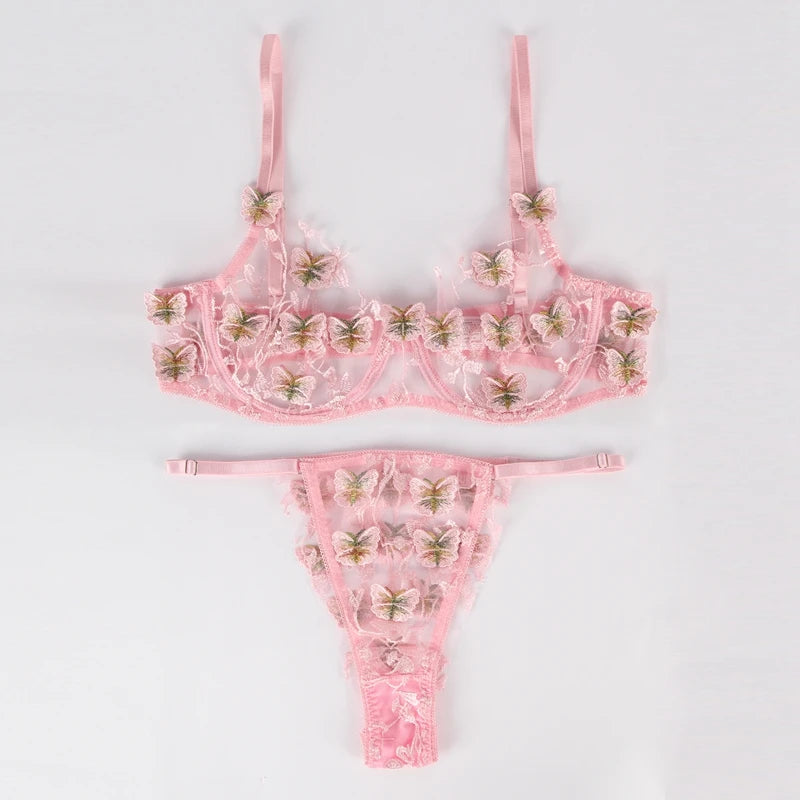 Seductiive Transparent Floral 2-piece Set