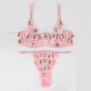 Seductiive Transparent Floral 2-piece Set