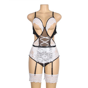 Plus Size Maid Lingerie Garter Set