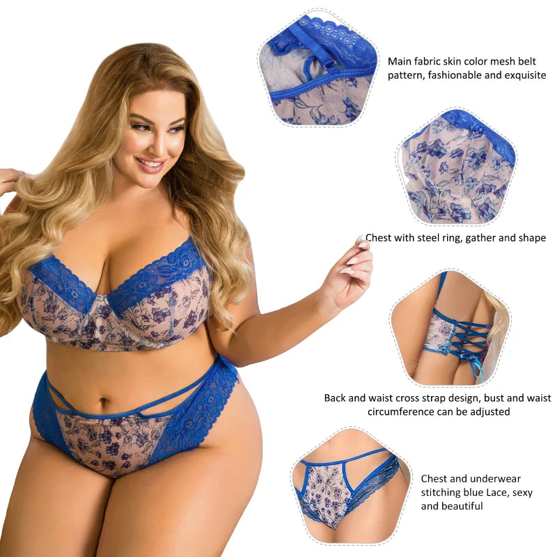 Plus Size Floral Lingerie Set