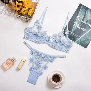 Seductiive Transparent Floral 2-piece Set